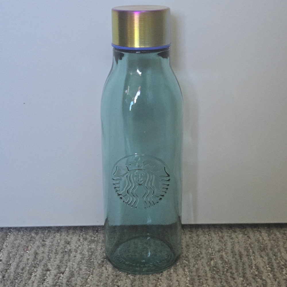 Starbucks Hawai'i Exclusive Recycled Glass Bottle w/Gold Irredescence Lid 20oz
